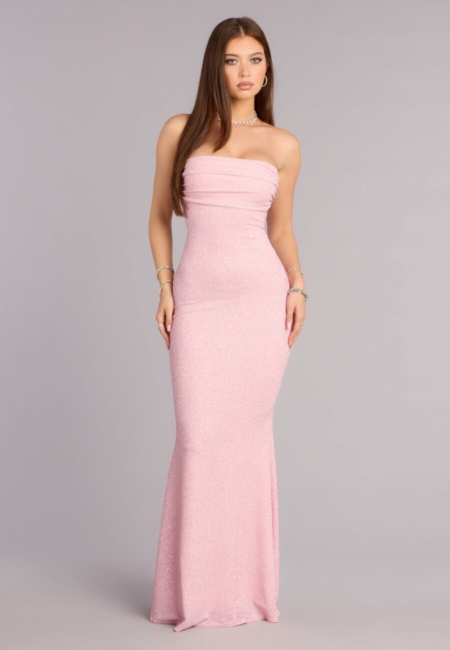 Audrina Glitter Strapless Mermaid Formal Dress