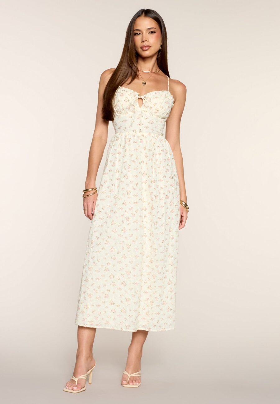 Pretty Breeze Floral Strappy Midi Dress